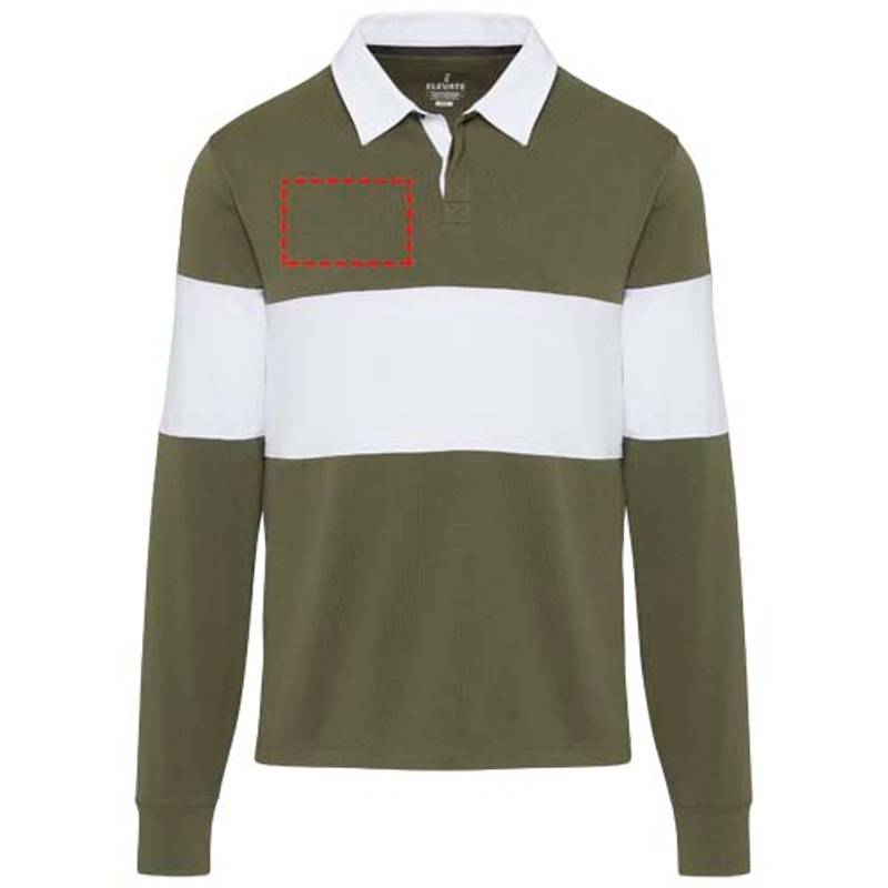Clyde unisex ragbyová polo mikina, Zelená - Bílá, L Clyde unisex ragbyová polo mikina, Zelená - Bílá, L