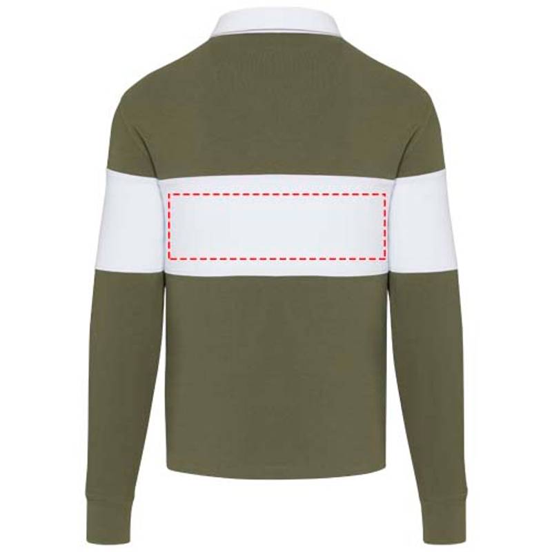 Clyde unisex ragbyová polo mikina, Zelená - Bílá, L Clyde unisex ragbyová polo mikina, Zelená - Bílá, L