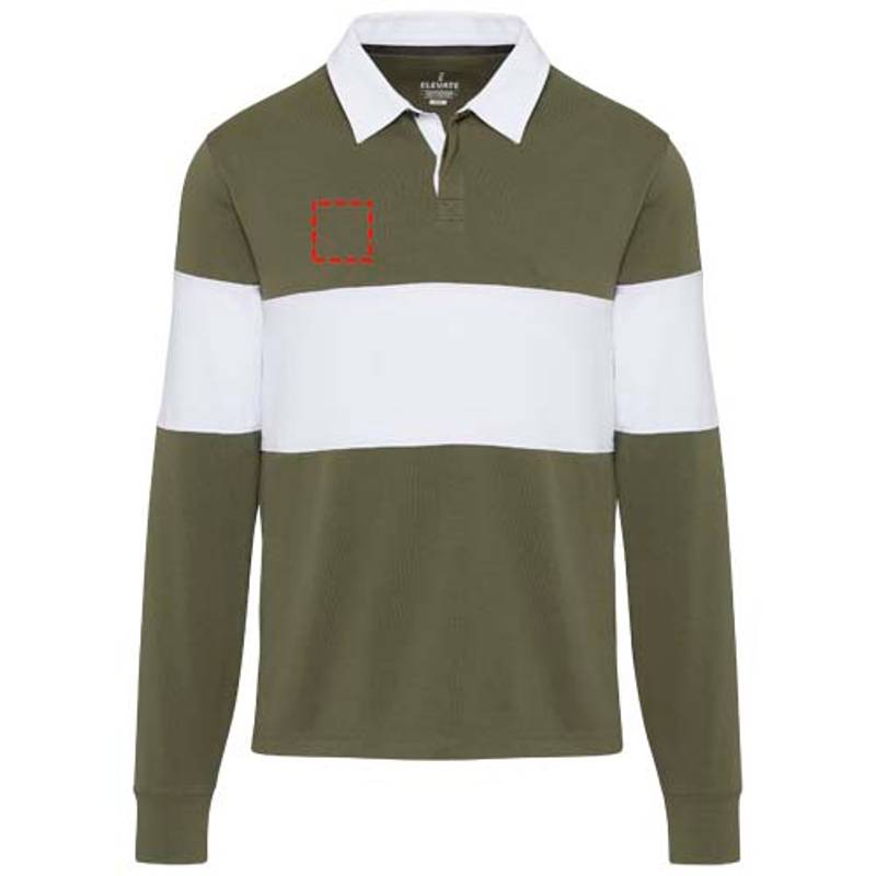 Clyde unisex ragbyová polo mikina, Zelená - Bílá, L Clyde unisex ragbyová polo mikina, Zelená - Bílá, L