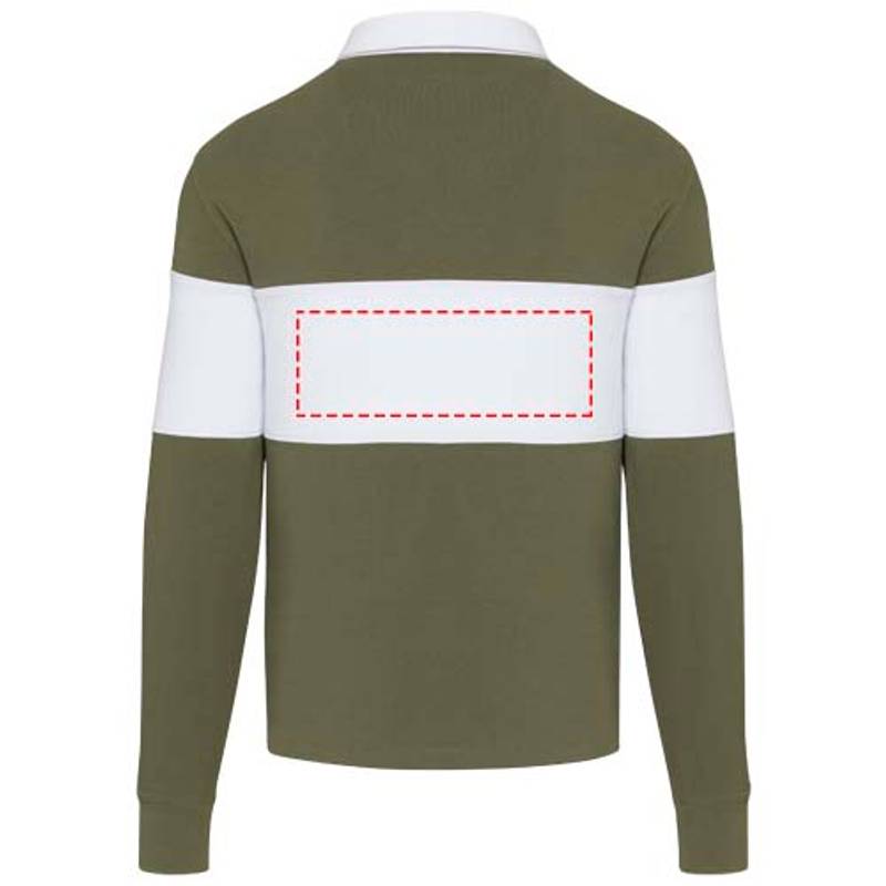 Clyde unisex ragbyová polo mikina, Zelená - Bílá, L Clyde unisex ragbyová polo mikina, Zelená - Bílá, L