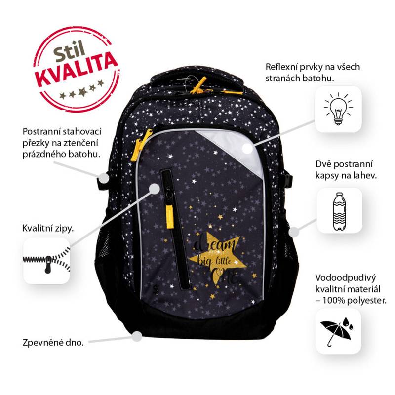 Školní batoh midi Star, vícebarevný Školní batoh midi Star, vícebarevný