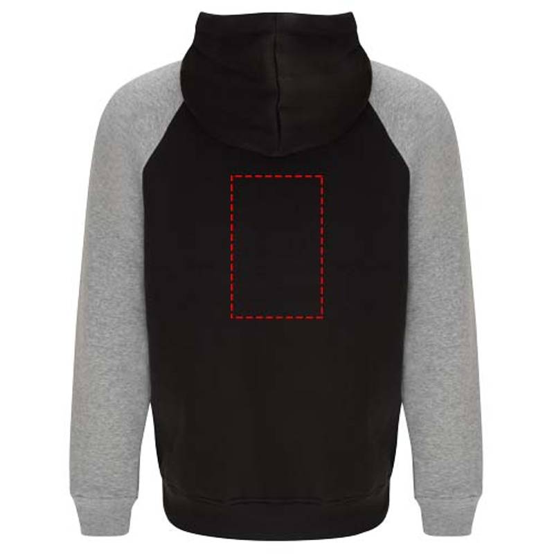 Detská dvojfarebná mikina s kapucňou Badet, čierna - sivá Heather, 3/4 Detská dvojfarebná mikina s kapucňou Badet, čierna - sivá Heather, 3/4