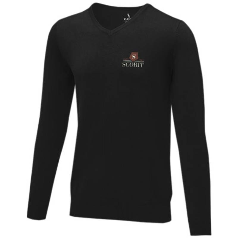 Pánský svetr s límcem do V Stanton, černá Pánský svetr s límcem do V Stanton, černá