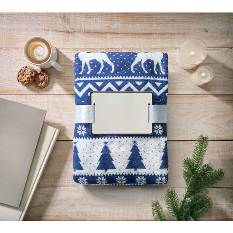 Fleecová deka z RPET 190g, modrá - biela Fleecová deka z RPET 190g, modrá - biela