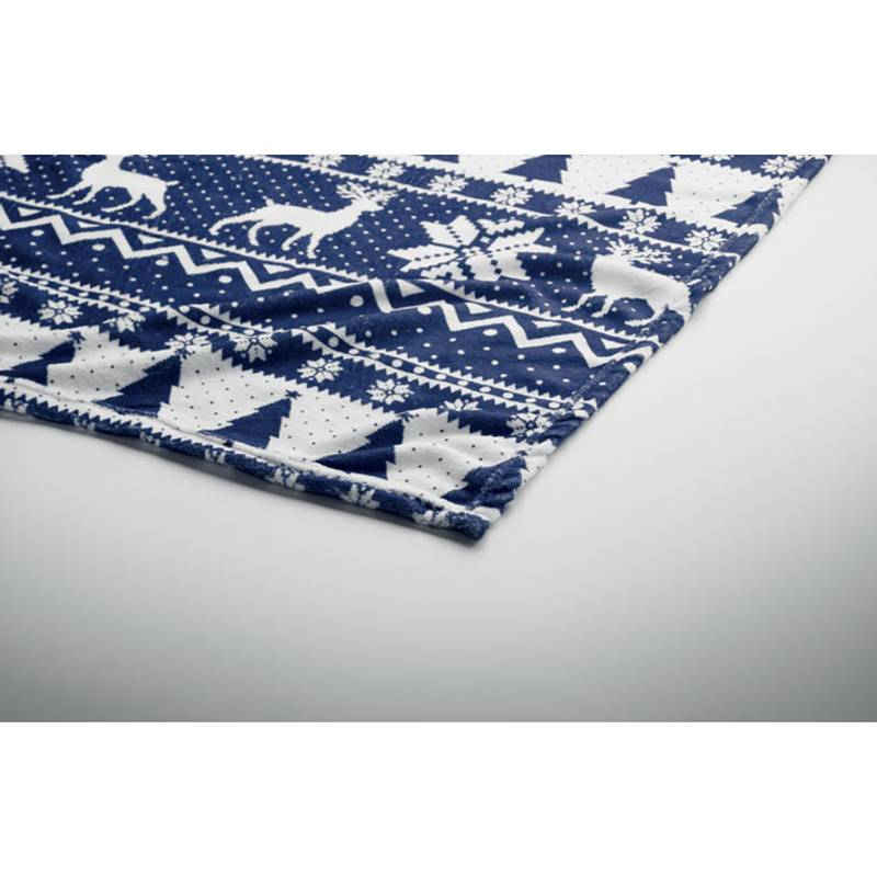 Fleecová deka z RPET 190g, modrá - biela Fleecová deka z RPET 190g, modrá - biela