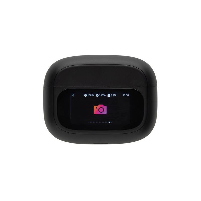 Slúchadlá Airtune RCS z recyklovaného plastu ANC s displejom, čierna Slúchadlá Airtune RCS z recyklovaného plastu ANC s displejom, čierna