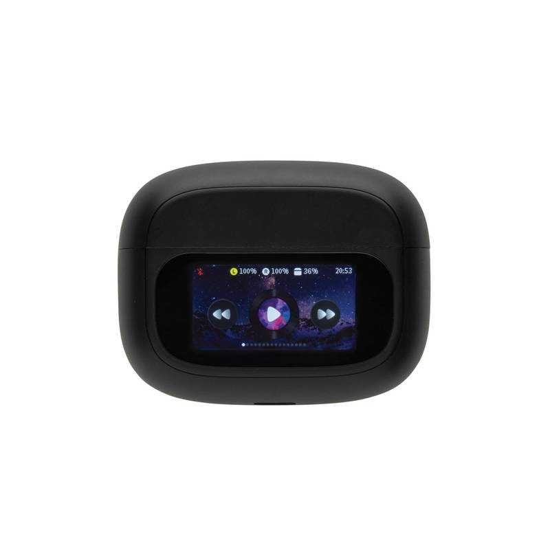 Slúchadlá Airtune RCS z recyklovaného plastu ANC s displejom, čierna Slúchadlá Airtune RCS z recyklovaného plastu ANC s displejom, čierna