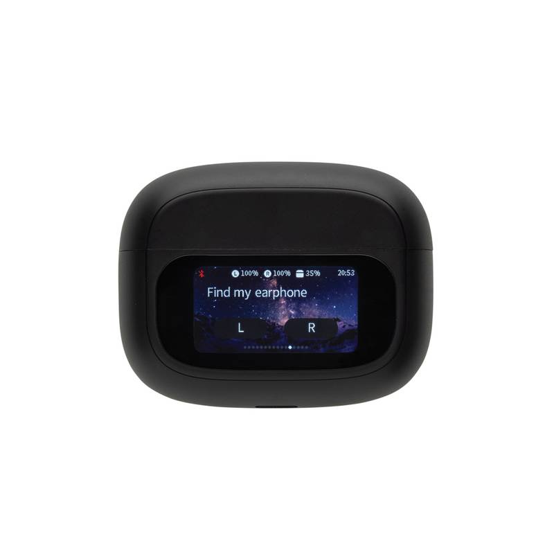 Slúchadlá Airtune RCS z recyklovaného plastu ANC s displejom, čierna Slúchadlá Airtune RCS z recyklovaného plastu ANC s displejom, čierna