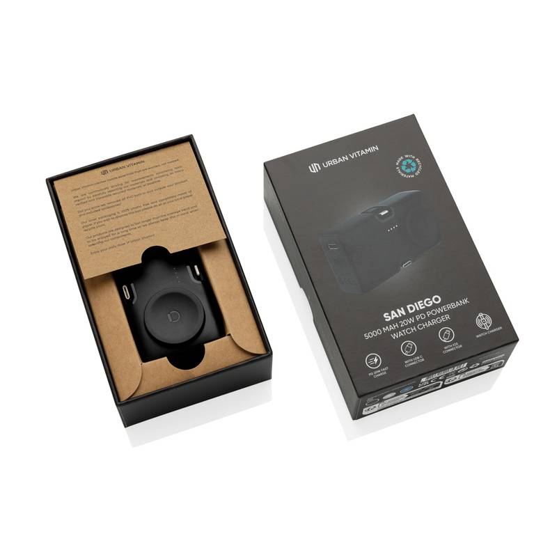 Powerbanka Urban Vitamin San Diego 20W PD z plastu RCS, čierna Powerbanka Urban Vitamin San Diego 20W PD z plastu RCS, čierna