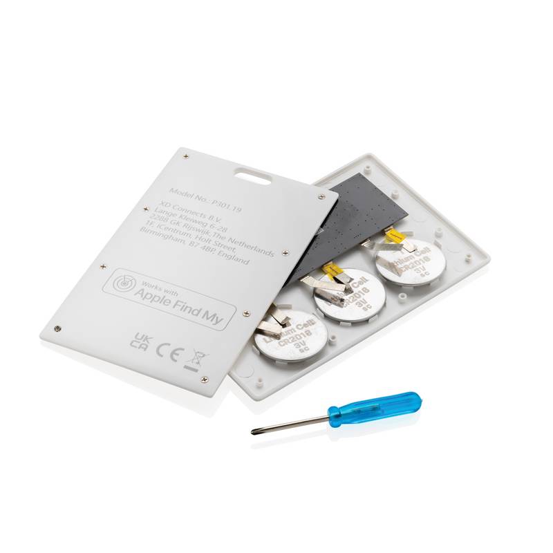 Karta s lokátorom Findcard z RCS recykl. plastu, biela Karta s lokátorom Findcard z RCS recykl. plastu, biela