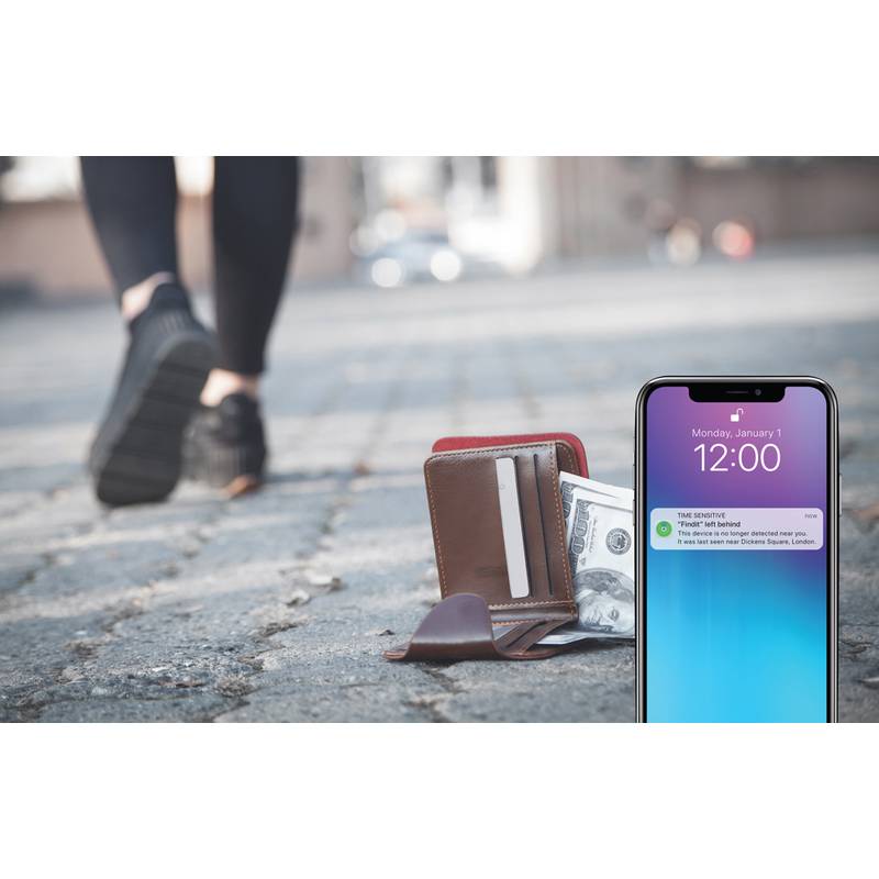 Ultratenká karta s nabíjecím lokátorem Findit z RCS plastu, bílá Ultratenká karta s nabíjecím lokátorem Findit z RCS plastu, bílá