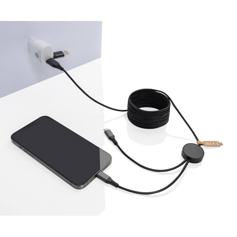 Nabíjecí kabel Terra 4v1 3m z RCS rPET, šedá Nabíjecí kabel Terra 4v1 3m z RCS rPET, šedá