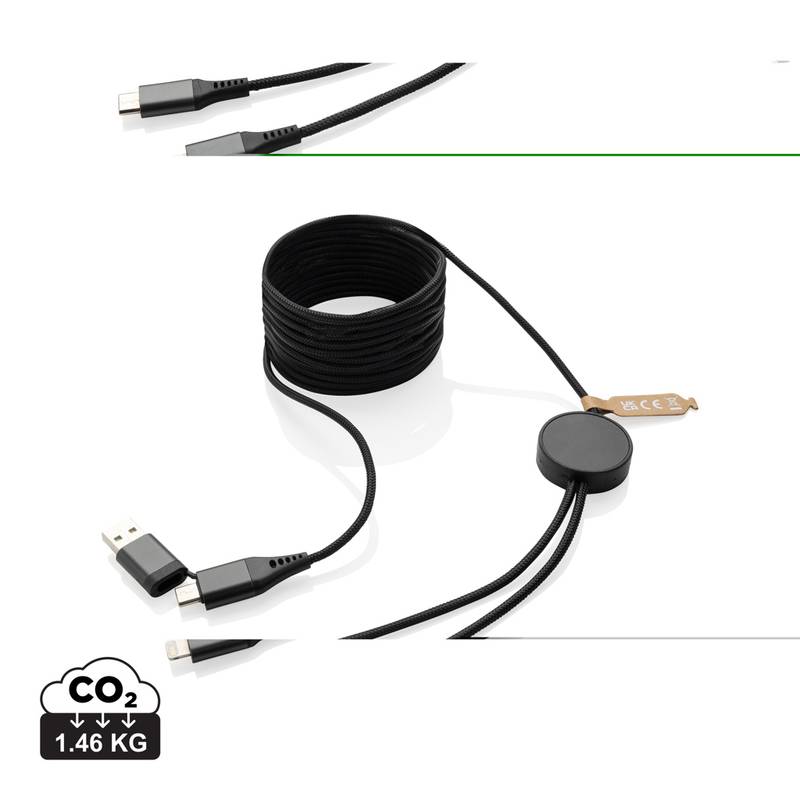 Nabíjecí kabel Terra 4v1 3m z RCS rPET, šedá Nabíjecí kabel Terra 4v1 3m z RCS rPET, šedá