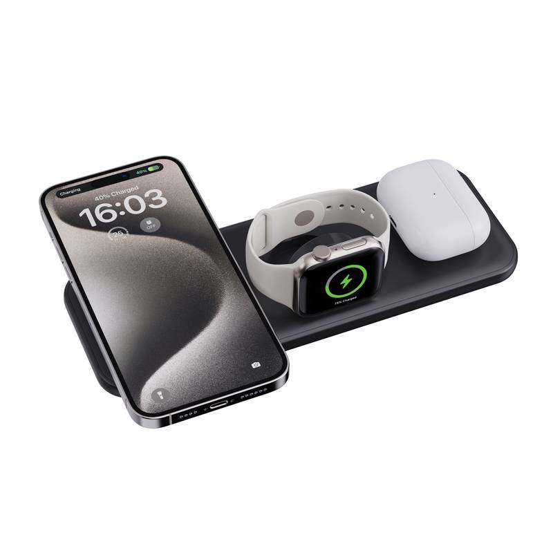 Urban Vitamin Torrance 3 v 1 magnetická 15W nabíjačka, čierna Urban Vitamin Torrance 3 v 1 magnetická 15W nabíjačka, čierna