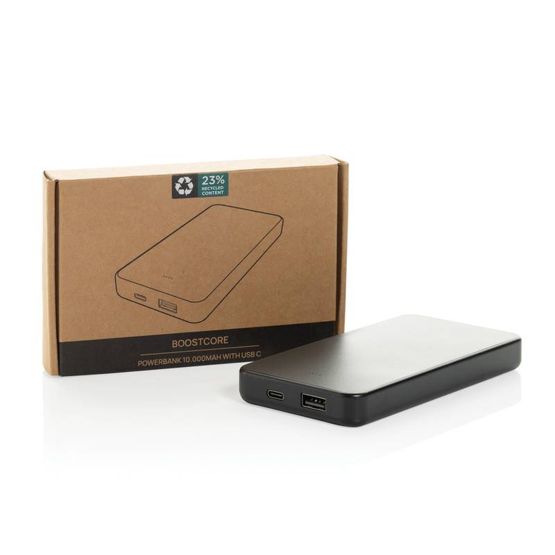 Powerbanka Boostcore 10000mAh s USB C z RCS recykl. plastu, čierna Powerbanka Boostcore 10000mAh s USB C z RCS recykl. plastu, čierna
