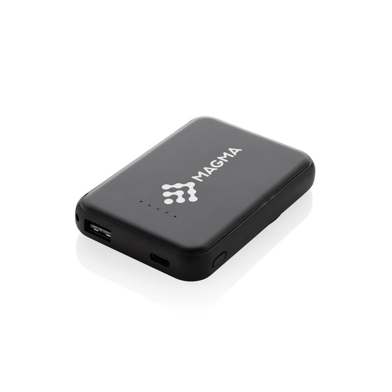 Magnetická powerbanka Stellar 5000mAh 5W z RCS plastu, čierna Magnetická powerbanka Stellar 5000mAh 5W z RCS plastu, čierna