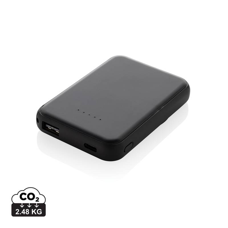 Magnetická powerbanka Stellar 5000mAh 5W z RCS plastu, čierna Magnetická powerbanka Stellar 5000mAh 5W z RCS plastu, čierna