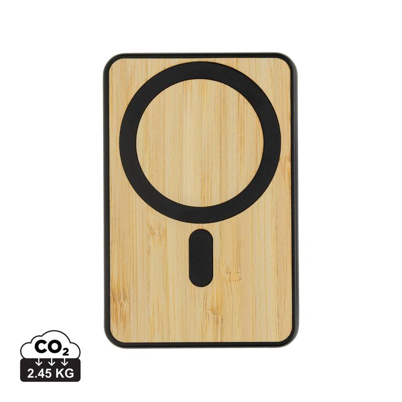 Magnetická powerbanka Zen 5000mAh 5W z RCS plastu a bambusu, čierna Magnetická powerbanka Zen 5000mAh 5W z RCS plastu a bambusu, čierna