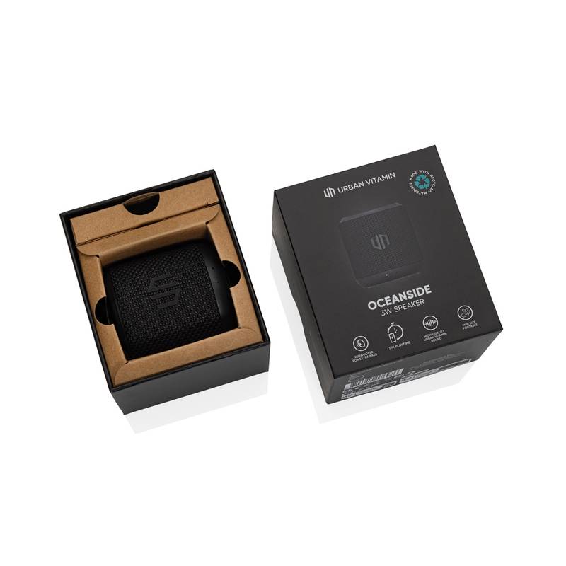 Urban vitamin Oceanside RCS reproduktor z recykl. plastu 3W, černá Urban vitamin Oceanside RCS reproduktor z recykl. plastu 3W, černá