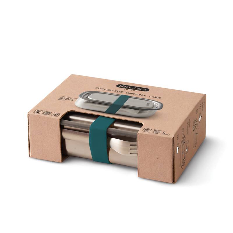 Velká nerezová krabička na jídlo Black+Blum, modrá tyrkysová Velká nerezová krabička na jídlo Black+Blum, modrá tyrkysová