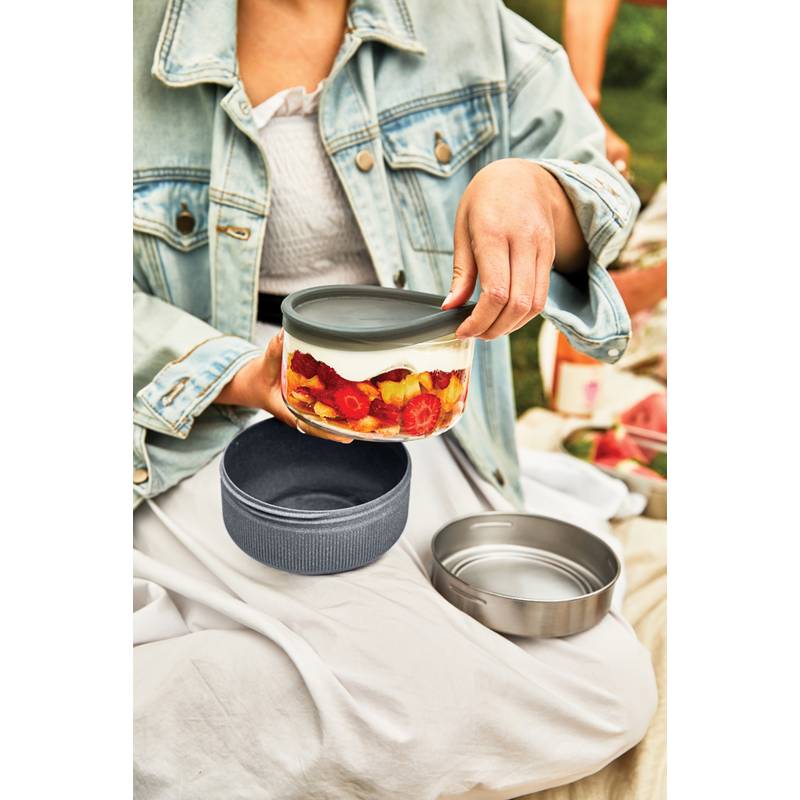 Sklenená miska na jedlo 750ml Black+Blum, sivá strieborná Sklenená miska na jedlo 750ml Black+Blum, sivá strieborná