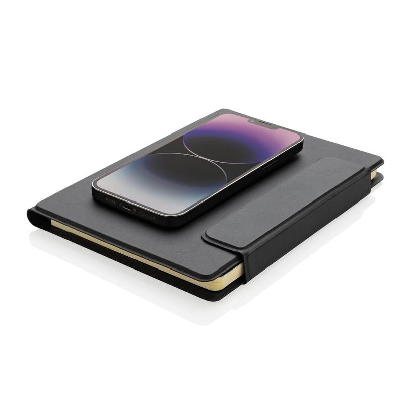 Magnetické portfólio A5 Stuart z RCS recykl. PU, čierna Magnetické portfólio A5 Stuart z RCS recykl. PU, čierna