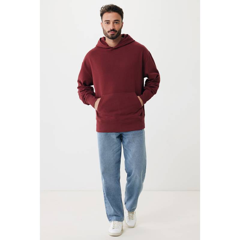Mikina s kapucňou Iqoniq Yoho relaxed fit z recykl. bavlny, červená wine, L Mikina s kapucňou Iqoniq Yoho relaxed fit z recykl. bavlny, červená wine, L