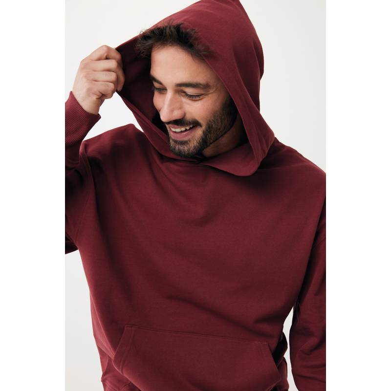 Mikina s kapucňou Iqoniq Yoho relaxed fit z recykl. bavlny, červená wine, L Mikina s kapucňou Iqoniq Yoho relaxed fit z recykl. bavlny, červená wine, L