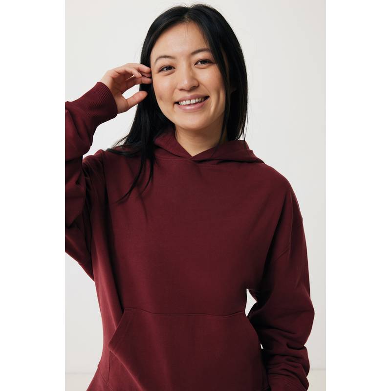 Mikina s kapucí Iqoniq Yoho relaxed fit z recykl. bavlny, červená wine, L Mikina s kapucí Iqoniq Yoho relaxed fit z recykl. bavlny, červená wine, L