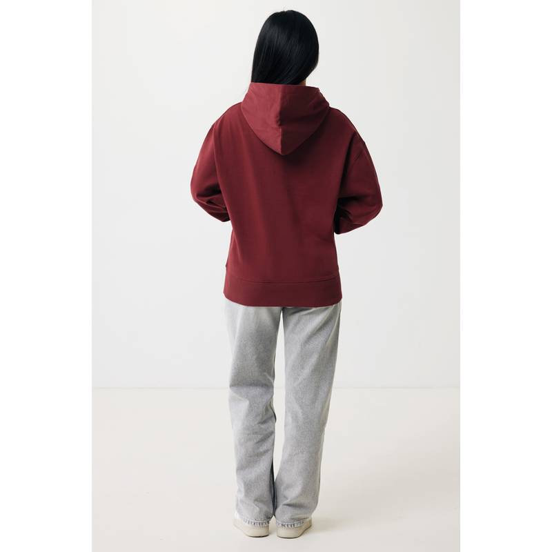 Mikina s kapucňou Iqoniq Yoho relaxed fit z recykl. bavlny, červená wine, L Mikina s kapucňou Iqoniq Yoho relaxed fit z recykl. bavlny, červená wine, L