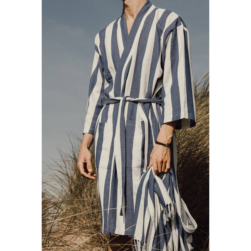 Hamam róba S/M VINGA Ornos z GRS, modrá - biela, S/M Hamam róba S/M VINGA Ornos z GRS, modrá - biela, S/M