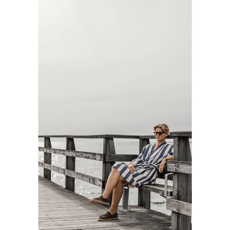 Hamam róba S/M VINGA Ornos z GRS, modrá - biela, S/M Hamam róba S/M VINGA Ornos z GRS, modrá - biela, S/M