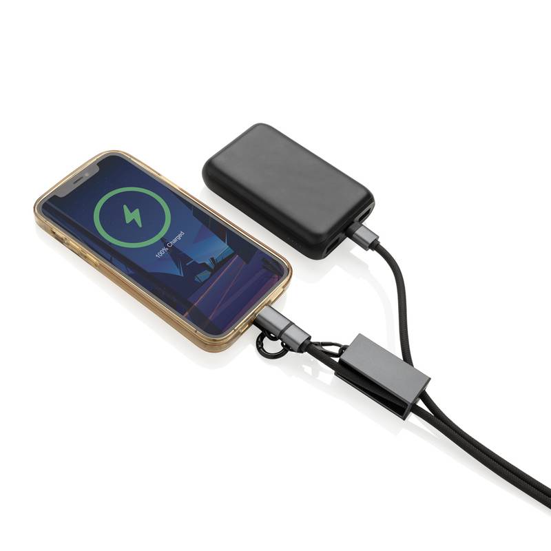 Telefónny kábel Terra z RCS recyklovaného PET, sivá - čierna Telefónny kábel Terra z RCS recyklovaného PET, sivá - čierna