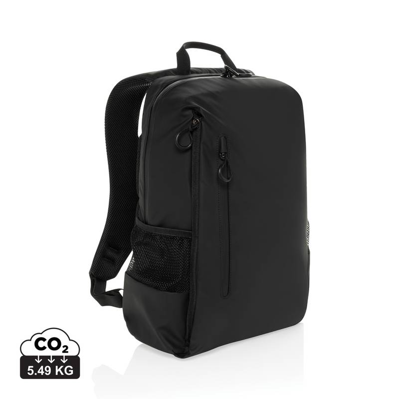 Vodeodolný batoh na 15,6" notebook Lima z RPET AWARE™, čierna Vodeodolný batoh na 15,6" notebook Lima z RPET AWARE™, čierna