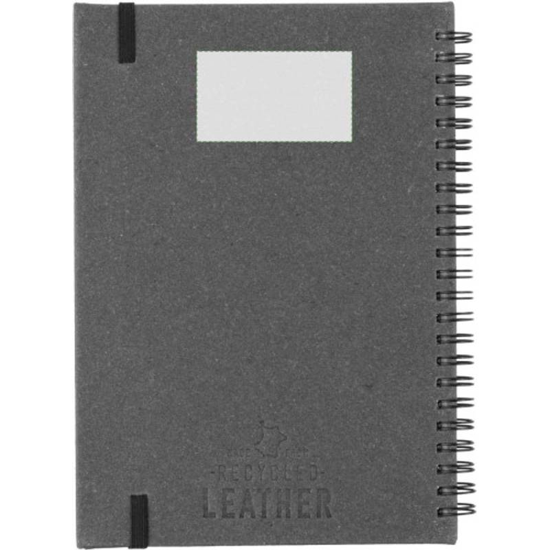Recyklovaný kožený zápisník A5 Egon, černá Recyklovaný kožený zápisník A5 Egon, černá