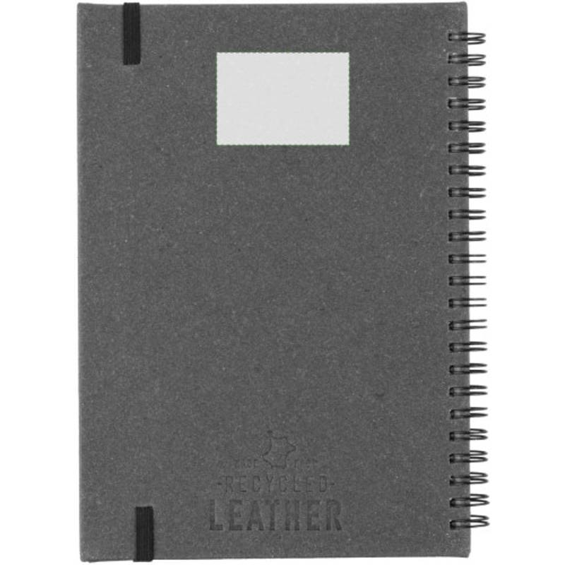 Recyklovaný kožený zápisník A5 Egon, černá Recyklovaný kožený zápisník A5 Egon, černá