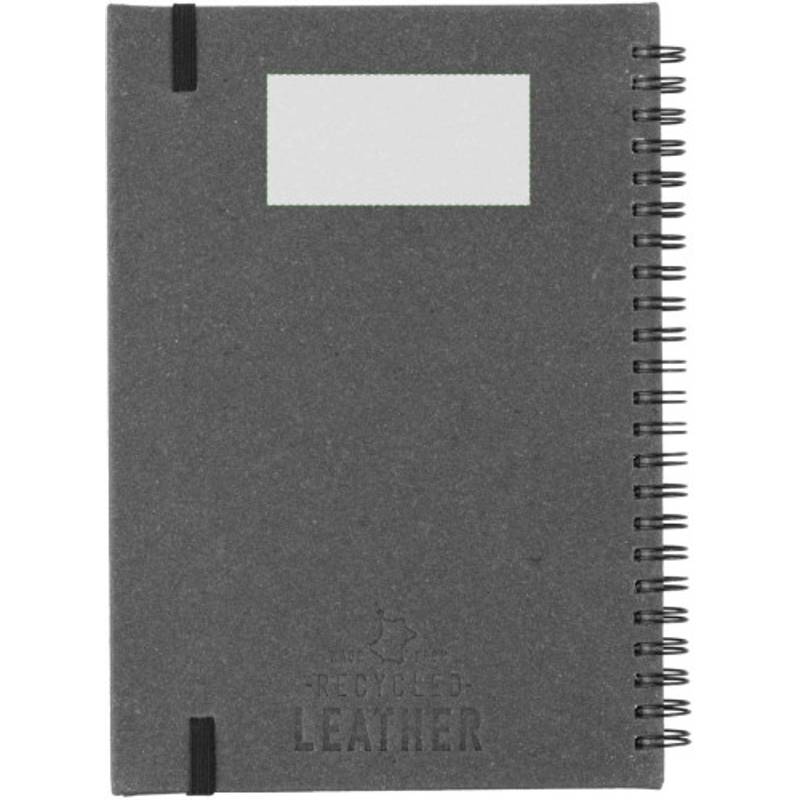 Recyklovaný kožený zápisník A5 Egon, černá Recyklovaný kožený zápisník A5 Egon, černá
