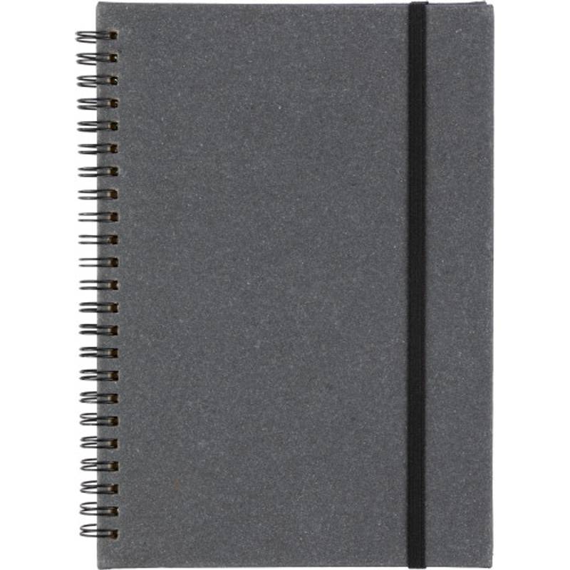 Recyklovaný kožený zápisník A5 Egon, černá Recyklovaný kožený zápisník A5 Egon, černá