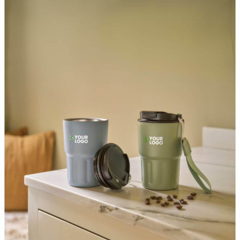 Nerezový dvoustěnný hrnek Louisa, černá Nerezový dvoustěnný hrnek Louisa, černá