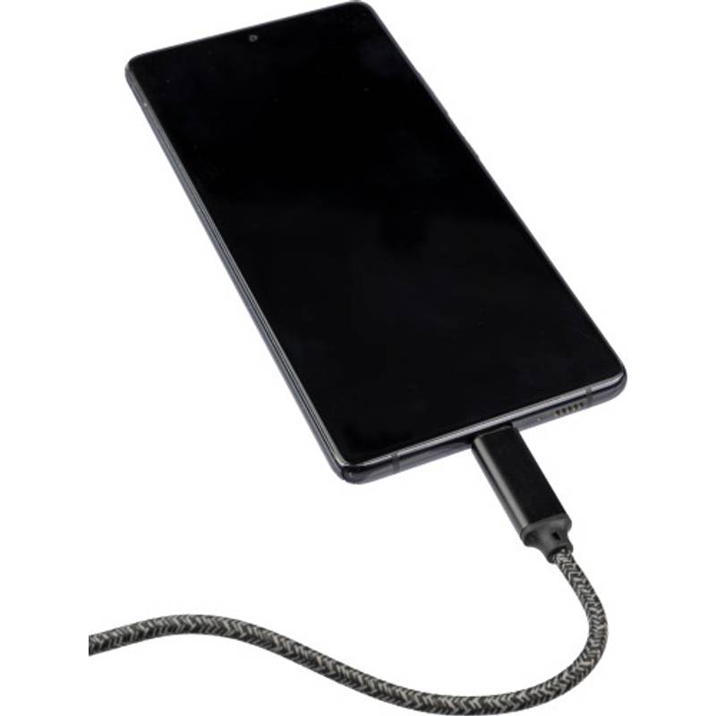 Nylonový látkový nabíjací kábel 65W Claudia, čierna Nylonový látkový nabíjací kábel 65W Claudia, čierna