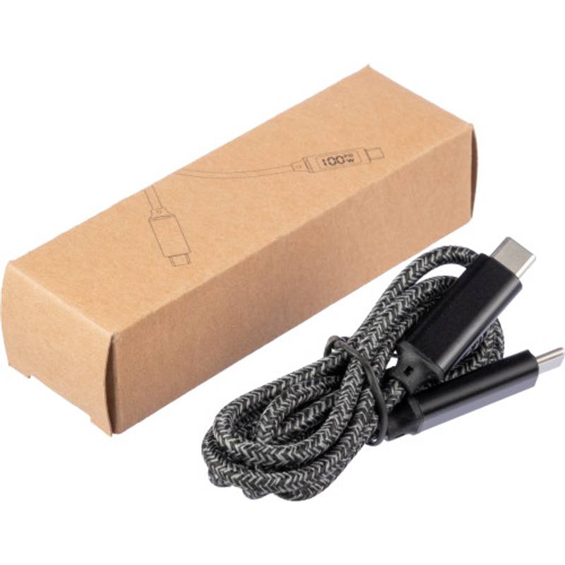 Nylonový nabíjecí kabel 100W Gerd, černá Nylonový nabíjecí kabel 100W Gerd, černá