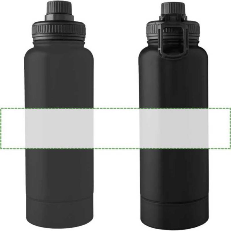 Nerezová dvojplášťová fľaša na pitie 1000 ml Nathaniel, čierna Nerezová dvojplášťová fľaša na pitie 1000 ml Nathaniel, čierna