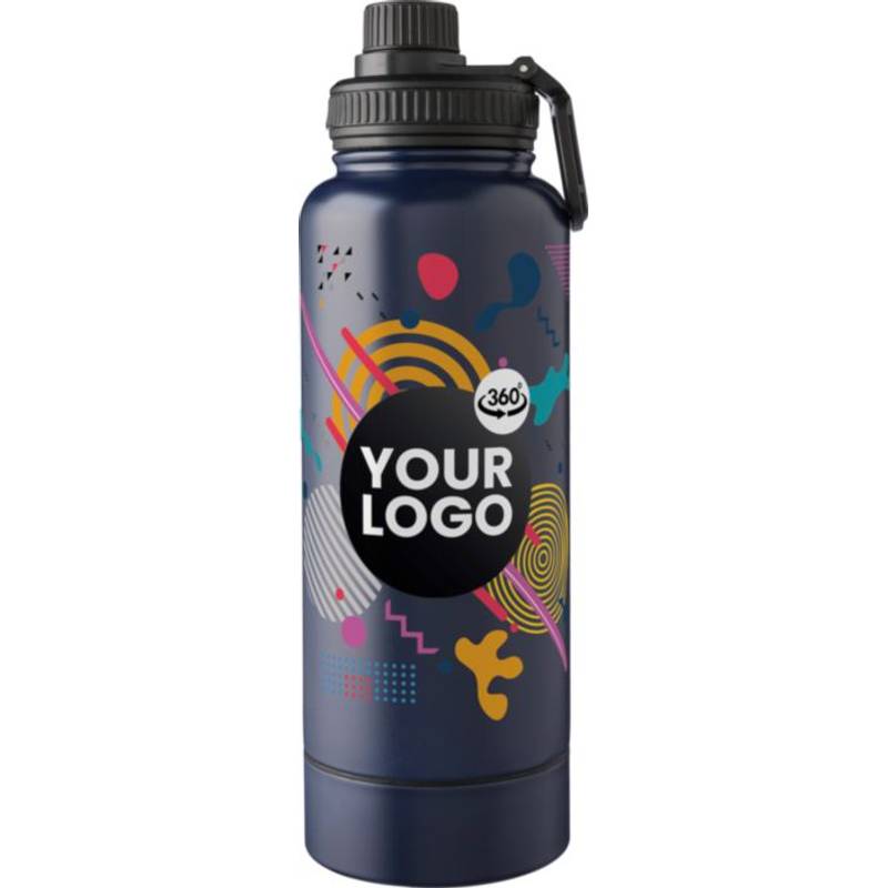 Nerezová dvojplášťová fľaša na pitie 1000 ml Nathaniel, čierna Nerezová dvojplášťová fľaša na pitie 1000 ml Nathaniel, čierna