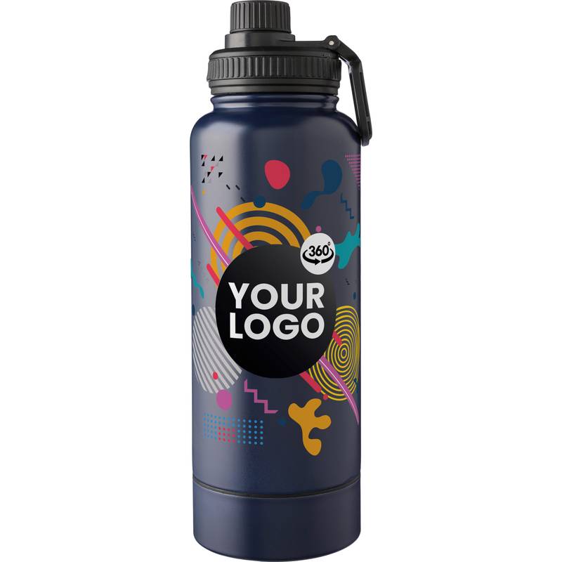 Nerezová dvojplášťová fľaša na pitie 1000 ml Nathaniel, čierna Nerezová dvojplášťová fľaša na pitie 1000 ml Nathaniel, čierna