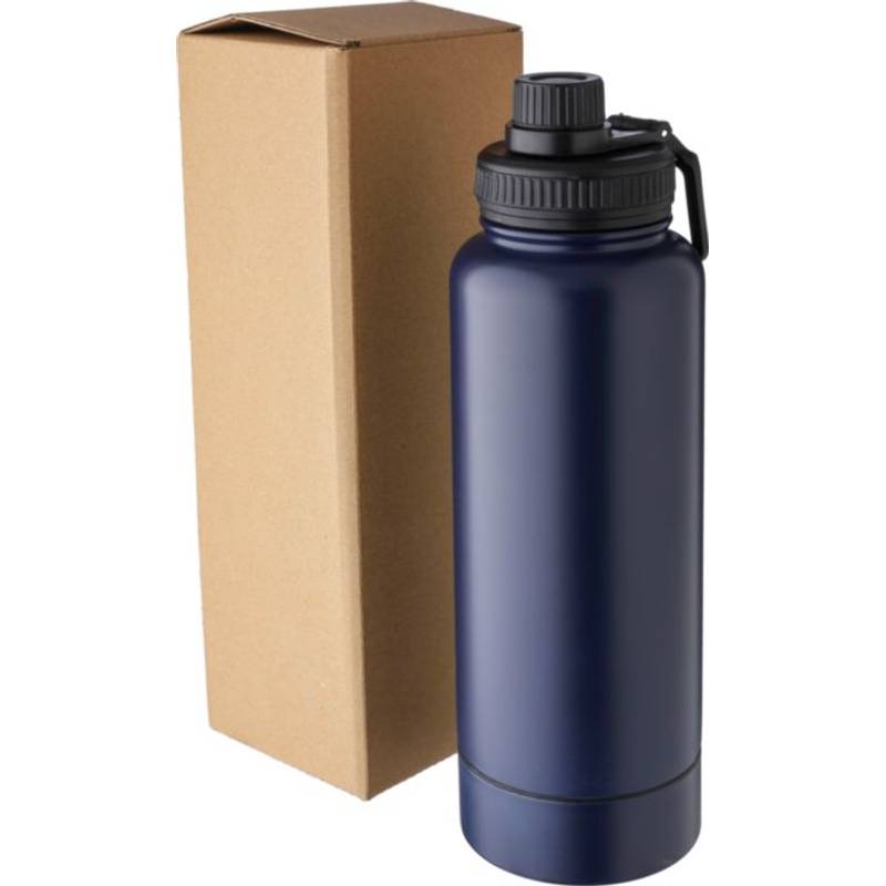 Nerezová dvojplášťová fľaša na pitie 1000 ml Nathaniel, čierna Nerezová dvojplášťová fľaša na pitie 1000 ml Nathaniel, čierna