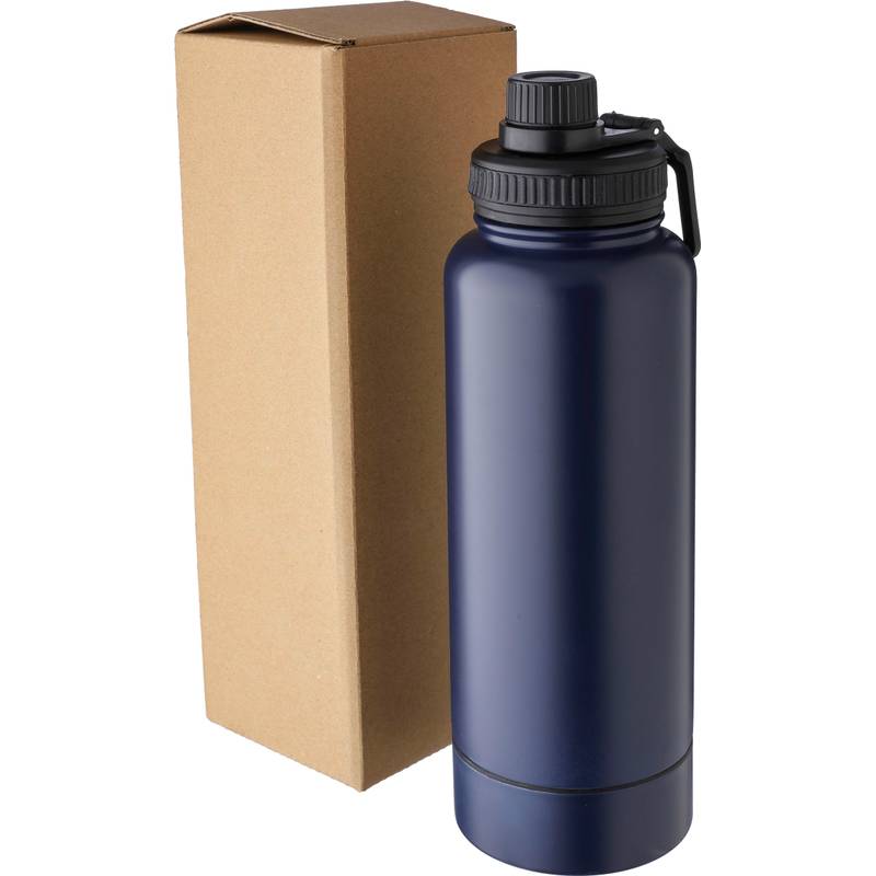 Nerezová dvojplášťová fľaša na pitie 1000 ml Nathaniel, čierna Nerezová dvojplášťová fľaša na pitie 1000 ml Nathaniel, čierna