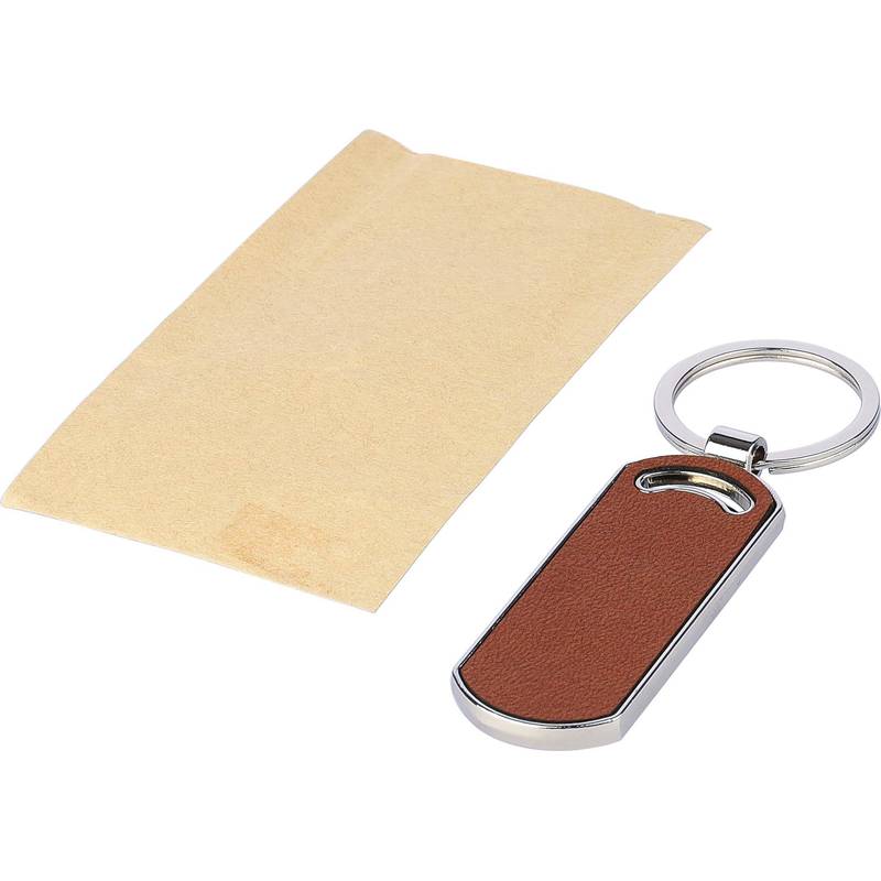 Recyklovaná kožená kľúčenka Jill, hnedá Recyklovaná kožená kľúčenka Jill, hnedá