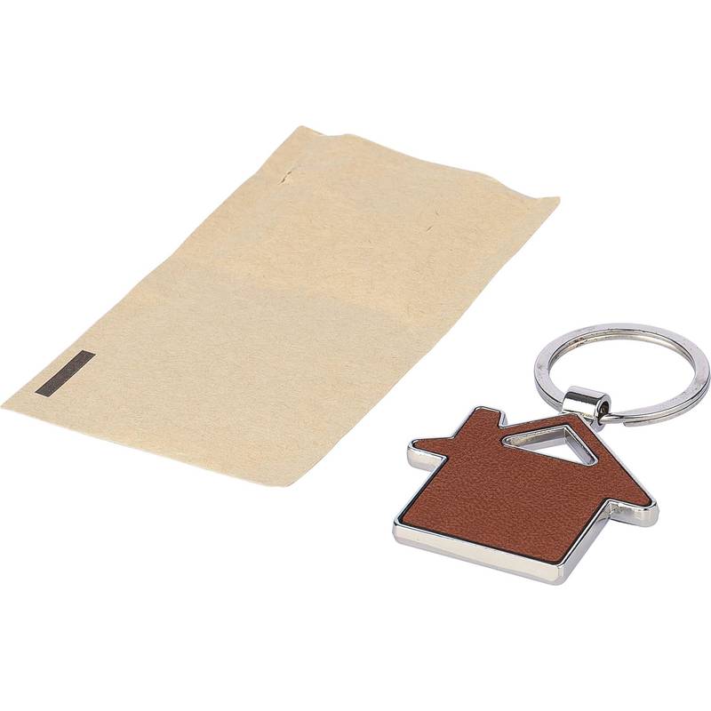 Recyklovaná kožená kľúčenka Jim, hnedá Recyklovaná kožená kľúčenka Jim, hnedá