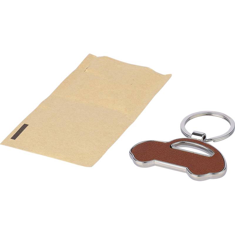 Recyklovaná kožená kľúčenka Joan, hnedá Recyklovaná kožená kľúčenka Joan, hnedá