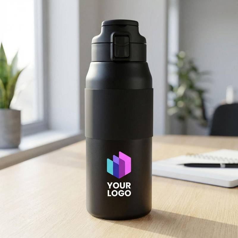 Nerezová dvojstenná fľaša na pitie Katie 800 ml, čierna Nerezová dvojstenná fľaša na pitie Katie 800 ml, čierna